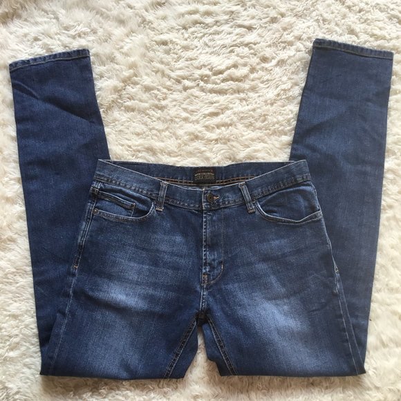 ZARA JEANS Collection Women's Straight Jeans Mid Rise Logo RN USA 773  Blue 34 - Picture 2 of 10